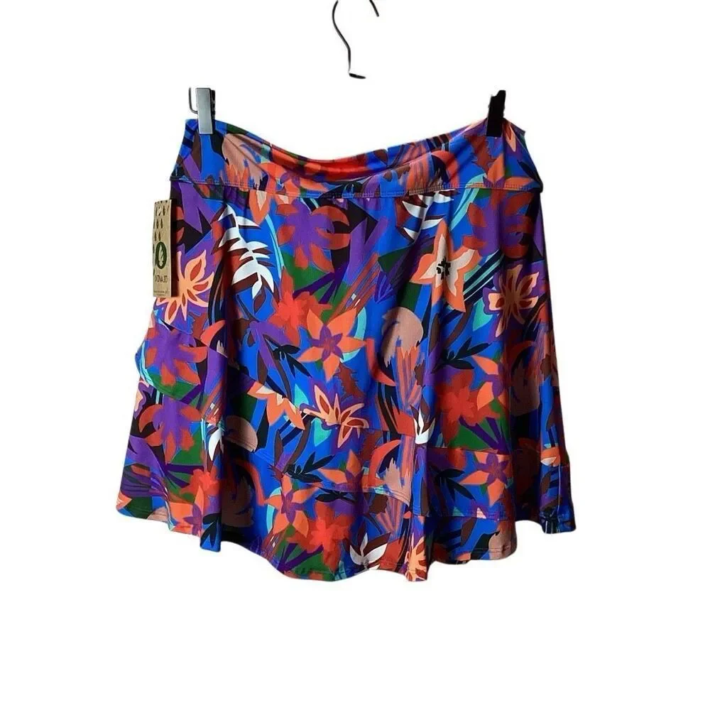 NWT Dona Jo Tennis Pickleball Athletic Skort Skirt women’s 3 (XL) Tropical Flora